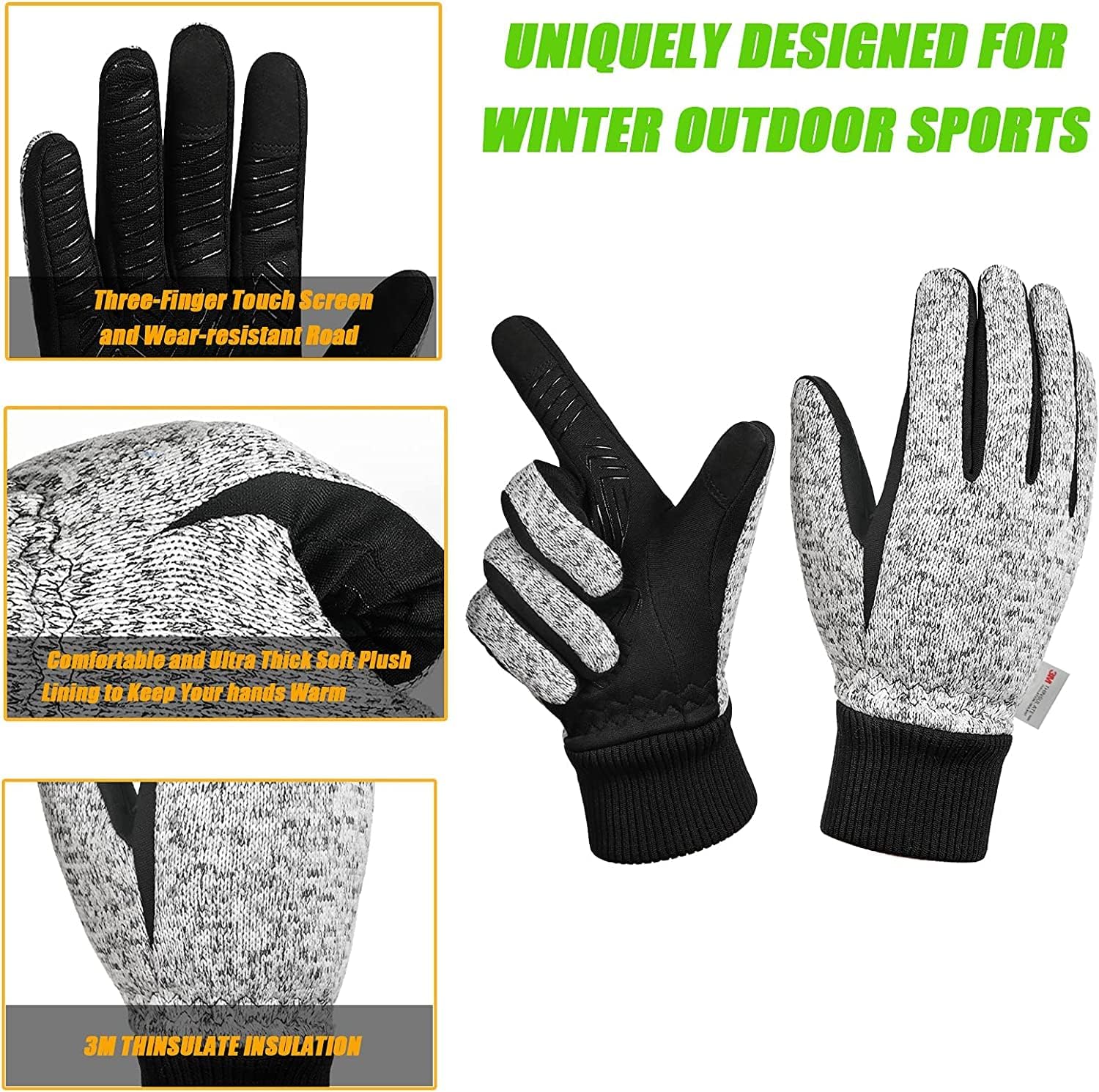 MOREOK Winter Gloves -10°F 3M Thinsulate Warm Gloves Bike Gloves Cycling Gloves for Driving/Cycling/Running/Hiking - Image 3